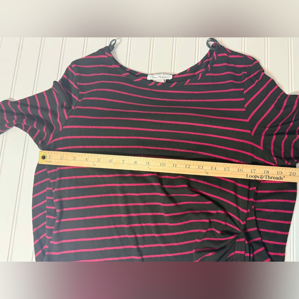 Olivia Matthews Black Dress with Pink Stripes and Waist Tie size 16 (230) - Picture 5 of 6